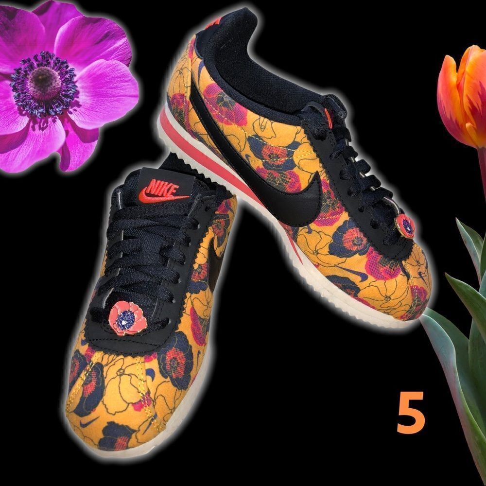 Nike Classic Cortez LX Floral Pack Gold EUC 5